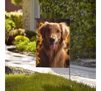 Bandiera da giardino di benvenuto, resistente alle intemperie, stagionale, da cortile, 71 x 101 cm, doppia faccia, bandiere da esterno, Golden Retriever, girasole, piccole bandiere da giardino per