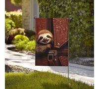 Bandiera da giardino di benvenuto, resistente alle intemperie, stagionale, da cortile, 71 x 101 cm, doppia faccia, con bradipo su cerniera, piccole bandiere da giardino per esterni, per casa, fattoria