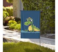 Bandiera da giardino di benvenuto, resistente alle intemperie, stagionale, da cortile, 71 x 101 cm, doppia faccia, bandiera per esterni, motivo coccodrillo, piccole bandiere da giardino, per esterni