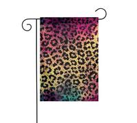 Bandiera da giardino di benvenuto, resistente alle intemperie, stagionale, da giardino, 12 x 18 pollici, con stampa leopardata a stella, piccola, per decorazioni da esterno, casa, fattoria