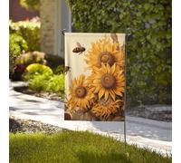 Bandiera da giardino di benvenuto, resistente alle intemperie, stagionale, da giardino, 71 x 101 cm, doppia faccia, per esterni, con api e girasoli, piccole bandiere da giardino, per esterni, casa