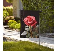 Bandiera da giardino di benvenuto, resistente alle intemperie, stagionale, da giardino, 71 x 101 cm, doppia faccia, bandiere da esterno, con rose rosse e amore, piccole bandiere da giardino, per