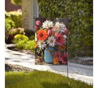 Bandiera da giardino di benvenuto, resistente alle intemperie, stagionale, da giardino, 71 x 101 cm, doppia faccia, per esterni, fiori freschi, primavera, piccole bandiere da giardino, per esterni