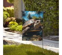 Bandiera da giardino di benvenuto, resistenti alle intemperie, stagionali, da cortile, 71 x 101 cm, bandiere per esterni su entrambi i lati, grandi tartarughe e palme, piccole bandiere da giardino per