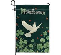 Bandiera da giardino di benvenuto, striscione decorativo da giardino con colomba verde, decorazione per la casa all'aperto primaverile, bandiera a doppia faccia per tutte le stagioni 30,5 x 45,7 cm