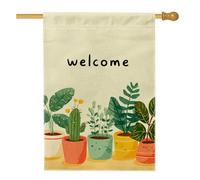 Bandiera da giardino di benvenuto, striscione decorativo per vasi di piante, bandiera decorativa su entrambi i lati, per la decorazione di casa e cortile, 71 x 101 cm