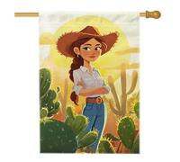 Bandiera da giardino di cactus stile occidentale rustica cowboy marrone decorazione per la primavera e l'estate decorazione del prato all'aperto bandiera del patio a doppia faccia, 28 x 40 pollici
