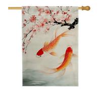 Bandiera da giardino di carpa e pesce, bandiera decorativa rossa e dorata a due lati, decorazione per prato, ideale per la decorazione della casa e del cortile, 30,5 x