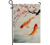 Bandiera da giardino di carpa e pesce, bandiera decorativa rossa e dorata double face per decorazione di prato, ideale per la decorazione della casa e del cortile, 71 x 101,6 cm