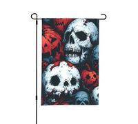 Bandiera da giardino di Halloween - Bandiere da giardino di Halloween con teschio di zucca astratto, 30,5 x 45,7 cm, double face, piccole bandiere da giardino, speranze per esterni, decorazione di