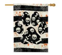 Bandiera da giardino di Halloween con impronte di zampe di morte, bandiera decorativa nera e arancione double face in tela di iuta per la decorazione del prato per feste di vacanza, 71 x 101,6 cm