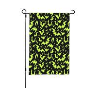 Bandiera da giardino di Halloween - pipipistrelli verdi, Halloween, nero, fantastiche bandiere da giardino, 30,5 x 45,7 cm, double face, piccole bandiere da giardino per esterni, decorazione di