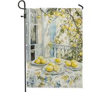 Bandiera da giardino di limone, bandiera per decorazione da tavolo con agrumi gialli, double face, decorazione per prato per la casa, la terrazza, 30,5 x 45,7 cm