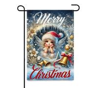 Bandiera da giardino di Natale, 30,5 x 45,7 cm, motivo double-face, decorazione per esterni senza palo, 23 piccole fatine