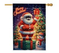 Bandiera da giardino di Natale, Babbo Natale rosso con regali e pupazzo di neve, decorazione per le vacanze, bandiera da giardino in iuta su entrambi i lati, per decorazione esterna del prato, 71 x