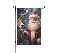 Bandiera da giardino di Natale con stampa di Babbo Natale versatile ed elegante per tutte le stagioni, decorazione per patio all'aperto ultimo intervento, portici e giardini