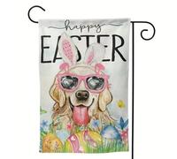 Bandiera da giardino di Pasqua, bandiera da giardino allegra Pasqua, 17,7 x 11,8 pollici Gatto con orecchie di coniglio bandiere da cortile per esterni, Banner di Pasqua double face, decorazione