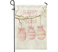 Bandiera da giardino di Pasqua con uova e rami decorati con pesche, bandiera primaverile per le vacanze, decorazione per prato su entrambi i lati, per feste all'aperto, 30,5 x 45,7 cm
