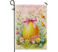 Bandiera da giardino di Pasqua e Primavera Uovo Giallo con Fiocco da Pesca Decorazione da Giardino Bandiera da Giardino a Doppia Lato in iuta per Esterni Prato Vacanze Decorazione per la casa