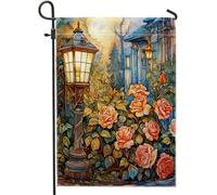 Bandiera da giardino di primavera astratta lampada da terra bohemien fattoria vintage fiore luna rosa verde lino pannello decorazione casa decorazione parete esterna patio interno casa premium