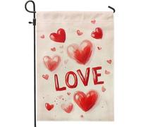Bandiera da giardino di San Valentino, cuori rossi amore decorazione da cortile all'aperto, bandiera primaverile estiva su entrambi i lati, decorazione romantica per la casa, 30,5 x 45,7 cm