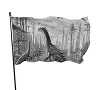 Bandiera da Giardino Dinosauri Draghi Paesaggio Primitivi Terra Bandiera Poliestere con 2 Occhielli in Ottone Striscione Colori Vividi e a Prova di Sbiadimento Bandiera da Giardino per Esterni Decoraz