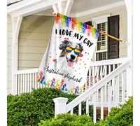 Bandiera Da Giardino Divertente Bandiere Pirati Durevole Bandiera Da Cortile Pastore Australiano Con Occhiali Da Sole Arcobaleno Lgbt, Cane Pastore Australiano Che Amo Il Mio Gay S