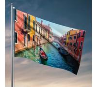 Bandiera da giardino divertente canali veneziani: una gondola viaggio bandiera manica a vento bandiere auto all'aperto per camera (30 x 45 cm)