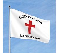 Bandiera da giardino divertente con scritta in lingua inglese "God Is Good All Time" per camera dei ragazzi, decorazione vintage (120 x 180 cm)