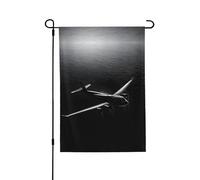 Bandiera da giardino double-face con aereo che vola sopra il mare, 71,1 x 101,6 cm (leggera), vivace stampa su tutta la superficie, decorazione per cortile, giardino, terrazza o portico
