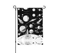 Bandiera da giardino double-face con astronauta e alieno, 71,1 x 101,6 cm (leggera), vivace stampa su tutta la superficie, decorazione per cortile, giardino, terrazza o portico