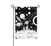 Bandiera da giardino double-face con astronauta e alieno, 71,1 x 101,6 cm (leggera), vivace stampa su tutta la superficie, decorazione per cortile, giardino, terrazza o portico