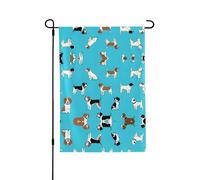 Bandiera da giardino double-face con cane beagle dei cartoni animati, 71 x 101,6 cm (leggera), vivace stampa su tutta la superficie, decorazione per cortile, giardino, terrazza o portico