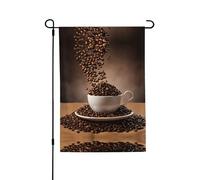 Bandiera da giardino double-face con chicchi di caffè, 71 x 101,6 cm (leggera), vivace stampa su tutta la superficie, decorazione per cortile, giardino, terrazza o portico