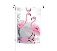 Bandiera da giardino double-face con fenicottero rosa, 30,5 x 45,7 cm, decorazione da cortile per esterni, stampa all-over, striscione decorativo stagionale per patio prato