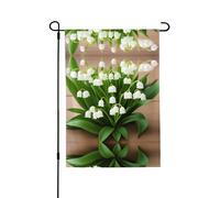 Bandiera da giardino double-face con gigli della valle, 71,1 x 101,6 cm (leggera), vivace stampa su tutta la superficie, decorazione per cortile, giardino, terrazza o portico