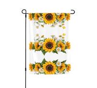 Bandiera da giardino double-face con girasoli gialli e fiori bianchi, 71,1 x 101,6 cm (leggera), vivace stampa all-over, decorazione per cortile, giardino, terrazza o portico