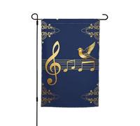 Bandiera da giardino double-face con note musicali dello staff, 30,5 x 45,7 cm, decorazione da cortile per esterni, stampa all-over, striscione decorativo stagionale per patio prato