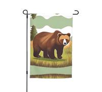 Bandiera da giardino double-face con orso bruno, 30,5 x 45,7 cm, decorazione da cortile per esterni, stampa all-over, striscione decorativo stagionale per patio prato