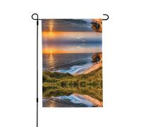 Bandiera da giardino double-face con paesaggio marino e tramonto irlandese, 71,1 x 101,6 cm (leggera), vivace stampa su tutta la superficie, decorazione per cortile, giardino, terrazza o portico