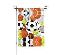 Bandiera da giardino double-face con palla sportiva, 71 x 101,6 cm (leggera), vivace stampa su tutta la superficie, decorazione per cortile, giardino, terrazza o portico