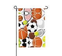 Bandiera da giardino double-face con palla sportiva, 71 x 101,6 cm (leggera), vivace stampa su tutta la superficie, decorazione per cortile, giardino, terrazza o portico