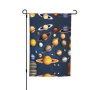 Bandiera da giardino double-face con pianeti del sistema solare, 30,5 x 45,7 cm, decorazione da cortile per esterni, stampa all-over, striscione decorativo stagionale per patio prato