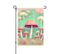 Bandiera da giardino double-face con stampa di funghi dei sogni, a prova di scolorimento, per decorazione da cortile, cartello di benvenuto 31,8 x 45,7 cm