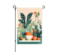 Bandiera da giardino double-face con stampa di piccole piante verdi in stile cartone animato, a prova di scolorimento, per decorazione da cortile, cartello di benvenuto, 31,8 x 45,7 cm