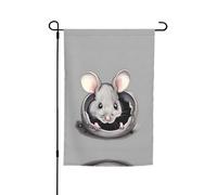 Bandiera da giardino double-face con topi grigi, 30,5 x 45,7 cm, decorazione da cortile per esterni, stampa all-over, striscione decorativo stagionale per patio prato