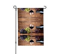 Bandiera da giardino double-face per bottiglie di vino, tappi e uva, 71 x 101,6 cm (leggera), vivace stampa su tutta la superficie, decorazione per cortile, giardino, terrazza o portico