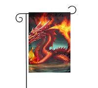 Bandiera da giardino Dragon King in Fire Stampe Bandiere decorative principalmente per terrazze, giardini, vasi di fiori, terrazza, balcone. 30,5 x 45,7 cm