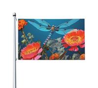 Bandiera Da Giardino Dragonfly And Flower Bandierada Balcone Antivento Bandieradacortile Premium Bandiere Decorative Per Festival Esterno Celebrazioni 90X152CM