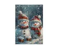 Bandiera da giardino, due piccoli pupazzi di neve di Natale, striscioni con stampa su entrambi i lati, decorazione per cortile, prato, decorazione per esterni, festival e vacanze, 30,5 x 45,7 cm